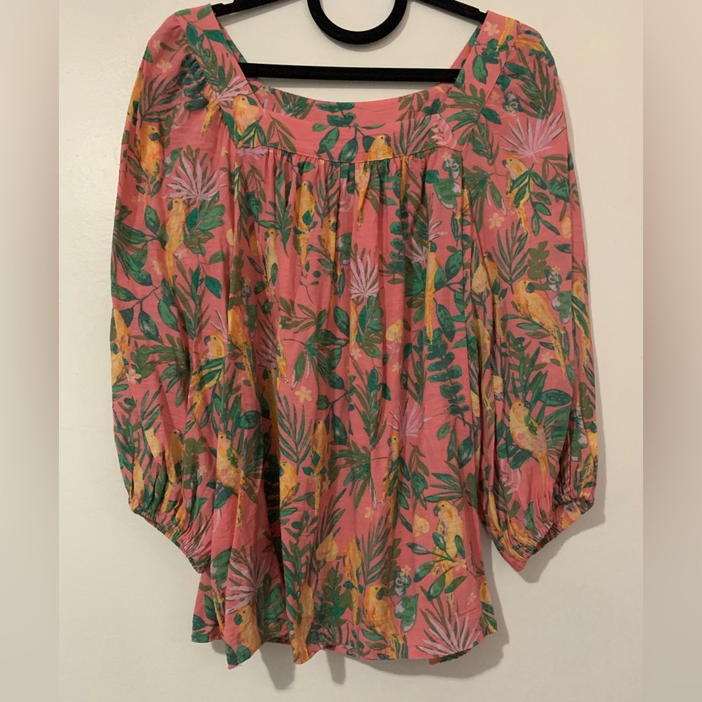 Lauren Conrad Tropical Long-sleeve Blouse